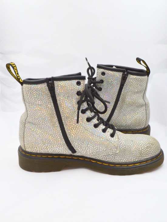 Dr. Martens Shoes - Dr. Martens 1460 Metallic Suede Docs Boots Silver Shimmer Women’s Size 5